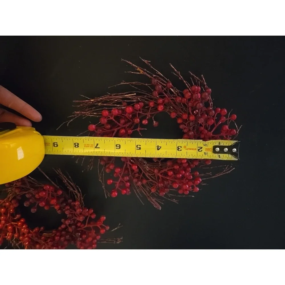 5 Winter Red‎ Berries Twig Candle Ring Winter Wreath 6